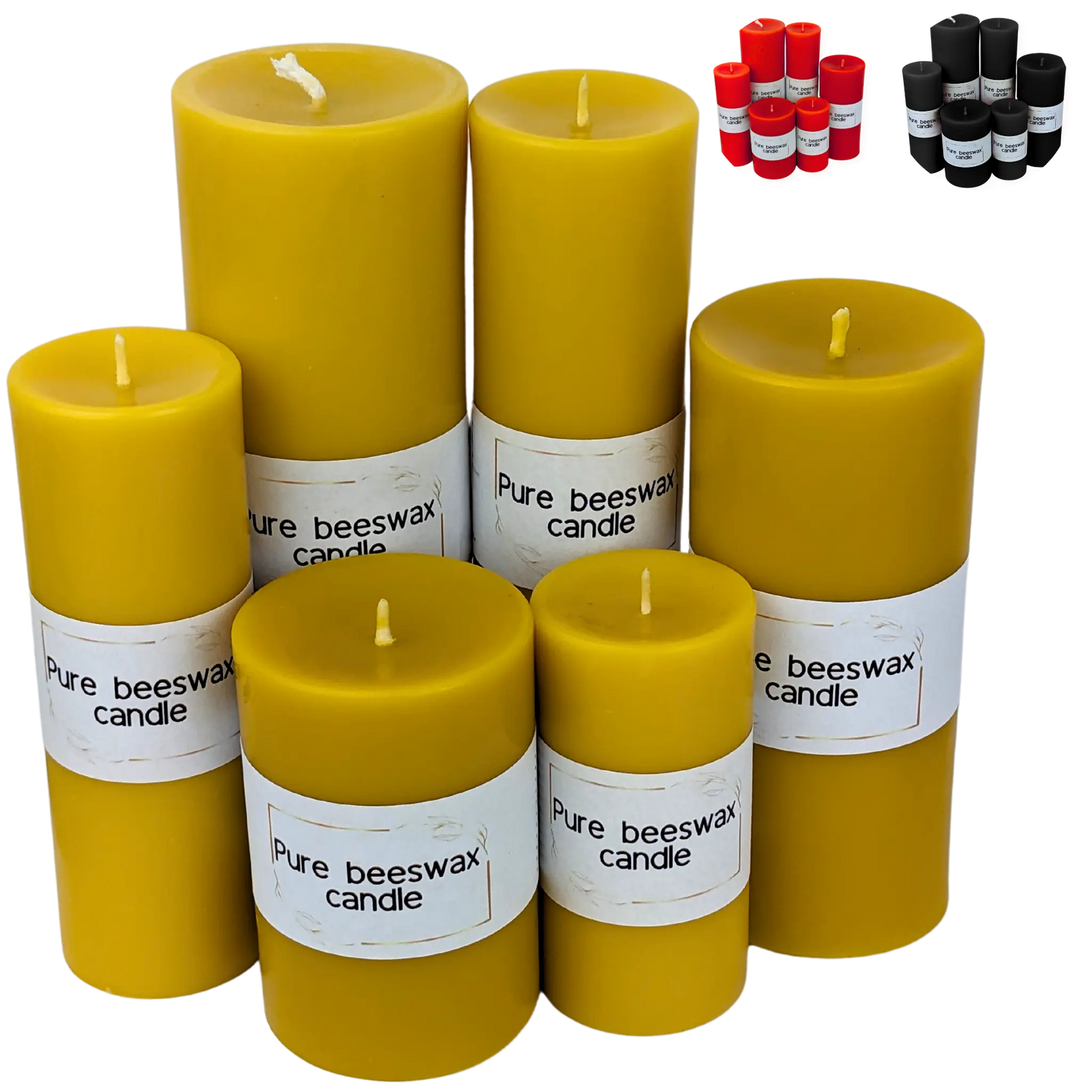 Handcrafted beeswax pillar candle with a natural honey scent, glowing softly