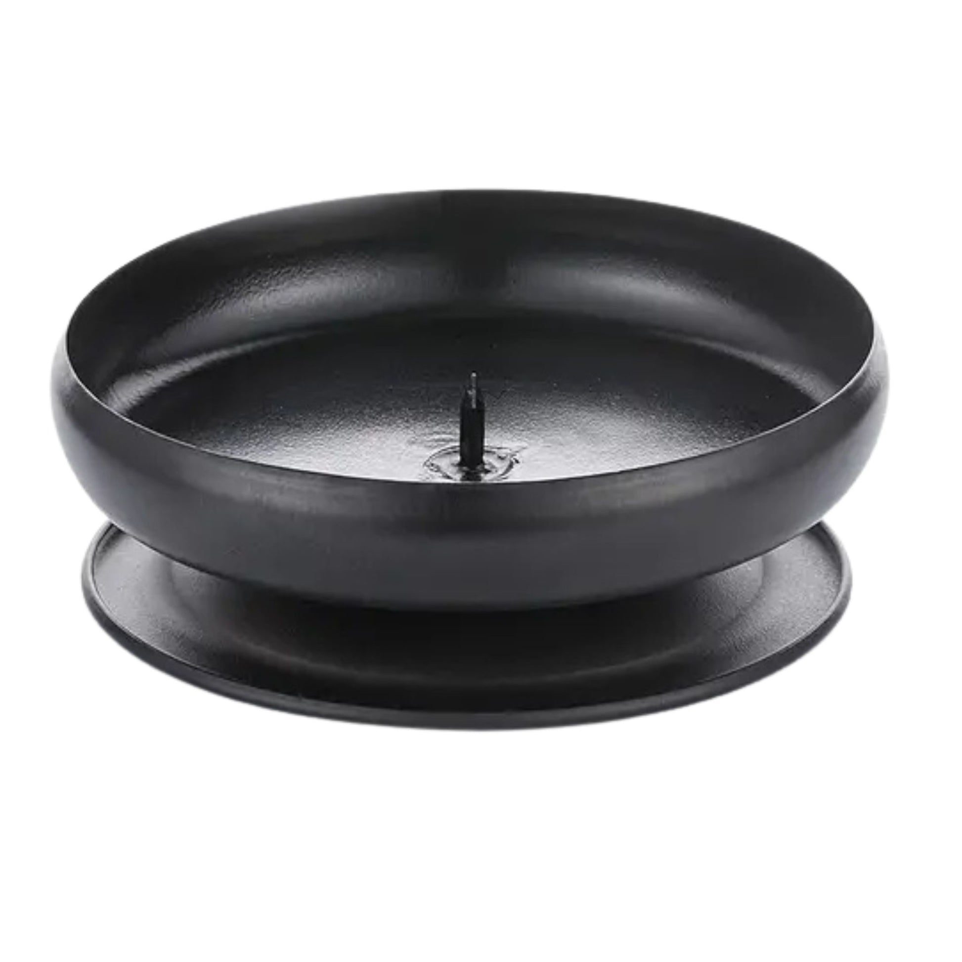 Black Metal Pillar Candle Holder with Safety Spike – Rustic Minimalist Home Decor Stand