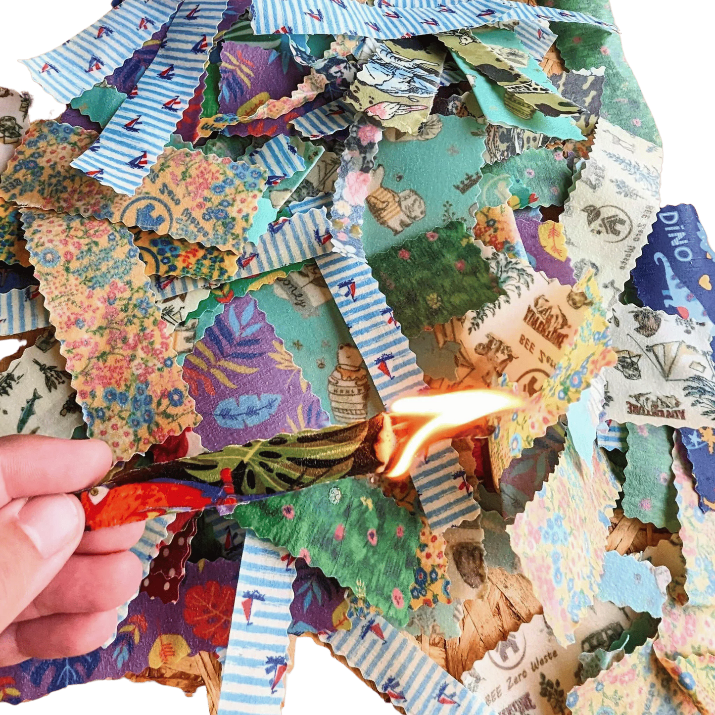 Sustainable Beeswax Firelighters, handcrafted in the UK, waterproof and plastic-free, supporting eco-friendly living and bee conservation efforts