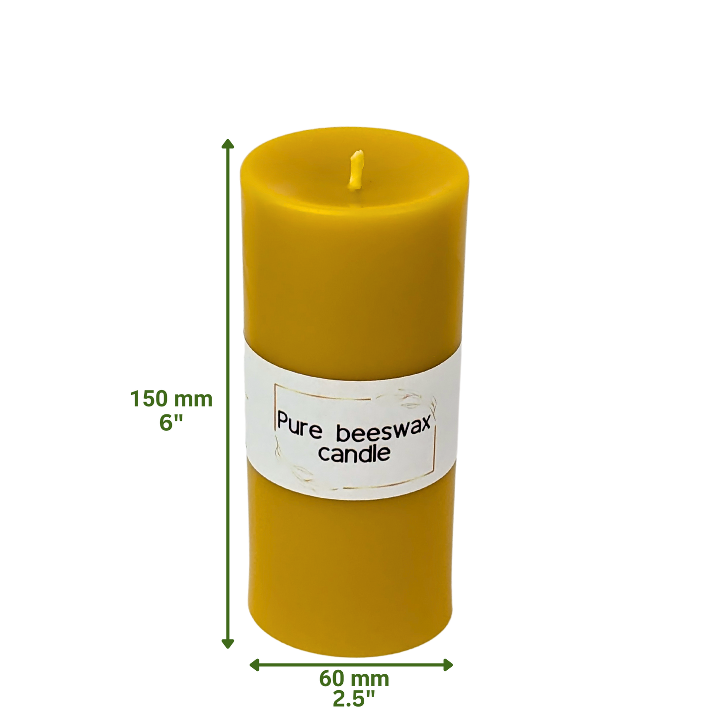 Eco-friendly, long-burning beeswax pillar candle with a gentle flicker.