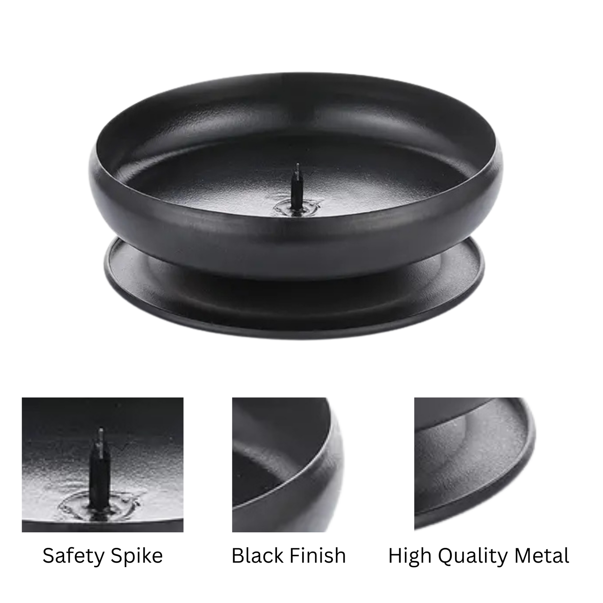 Modern Black Candle Stand for Pillar Candles – Heat-Resistant Iron Holder with Spike