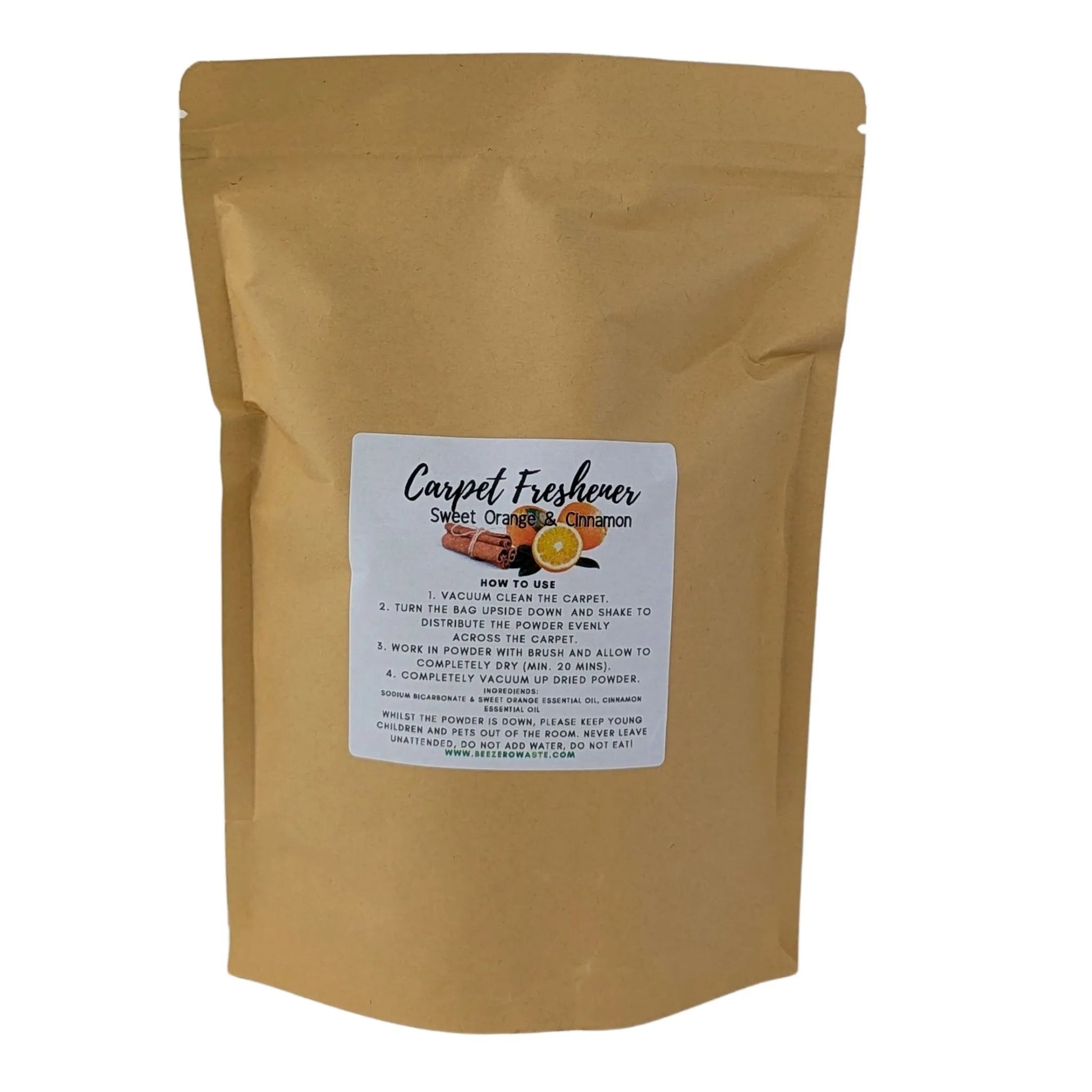 Natural carpet deodorizer with fresh citrus fragrance, ideal for eliminating smoke and pet smells