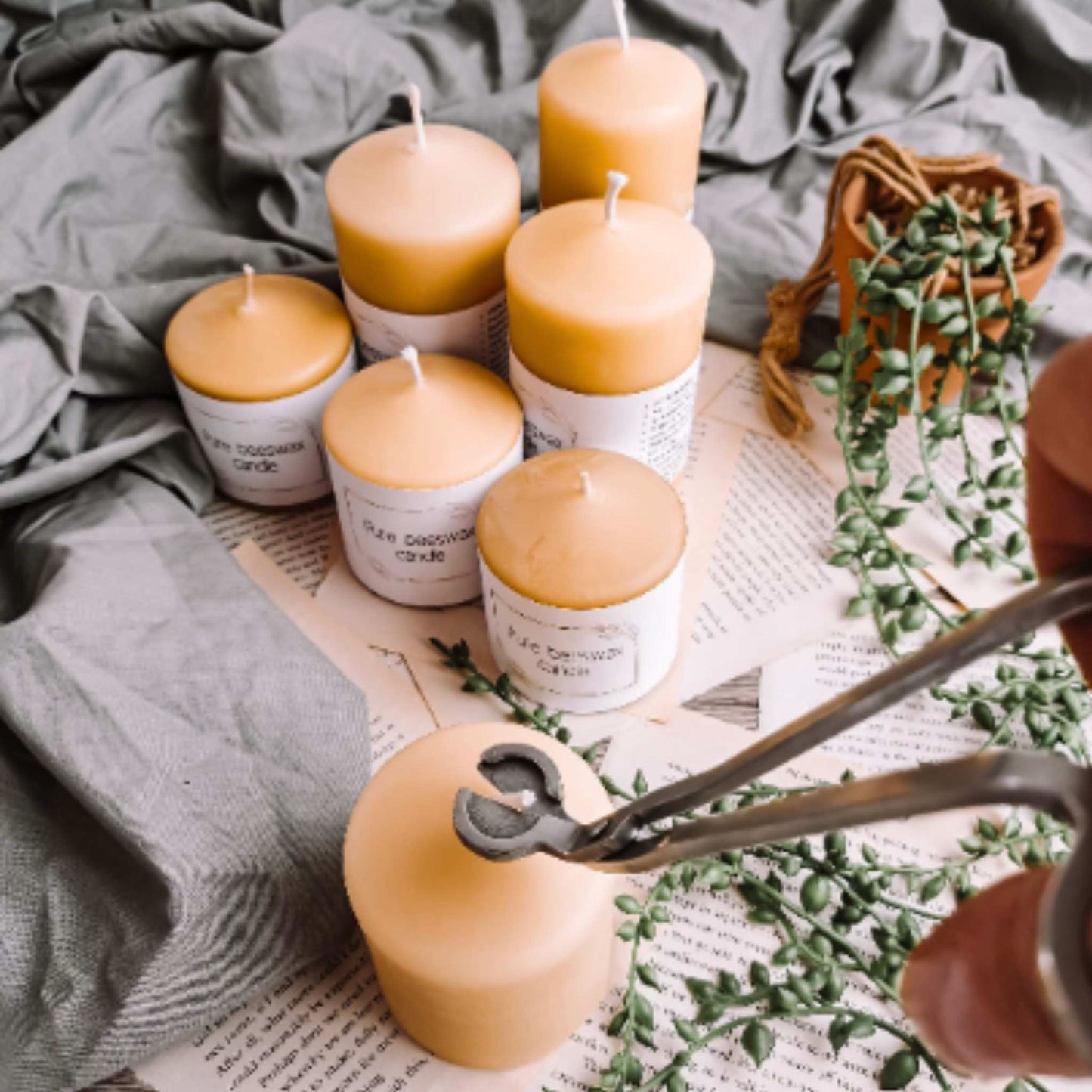 Assorted Pure Beeswax Pillar Candles for Spiritual Ambiance, Handcrafted and Long-lasting