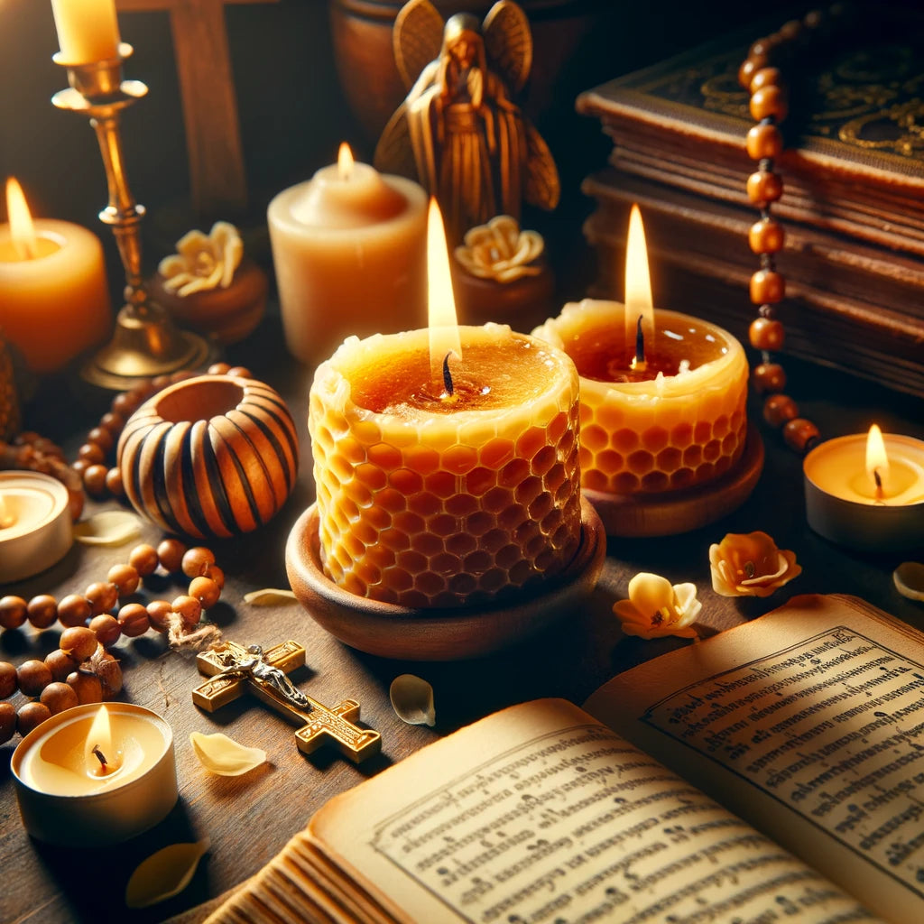The essence of using beeswax candles for prayer, creating a serene and contemplative environment.