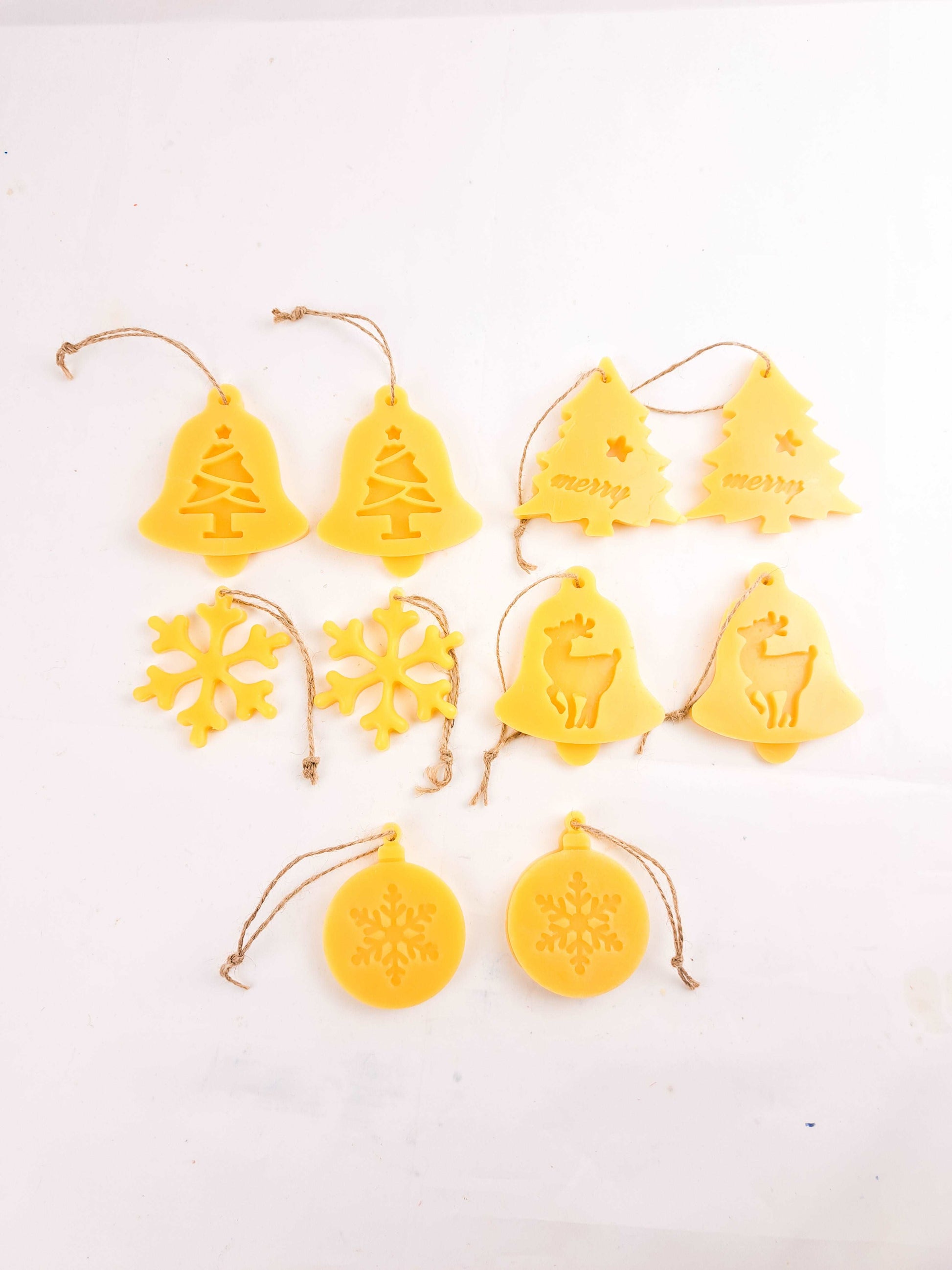 Beeswax Christmas tree decorations, Hand made in UK, ornaments, unscented ornaments, bee zero waste