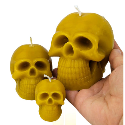 Halloween skull candle set made from pure beeswax.