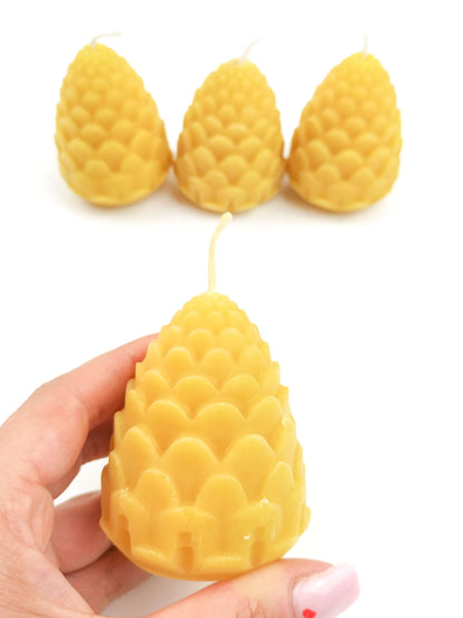 Beeswax candle, pine cone shape, 100% pure beeswax candles, natural wax, plastic free, votive, candles, tapers, pillar