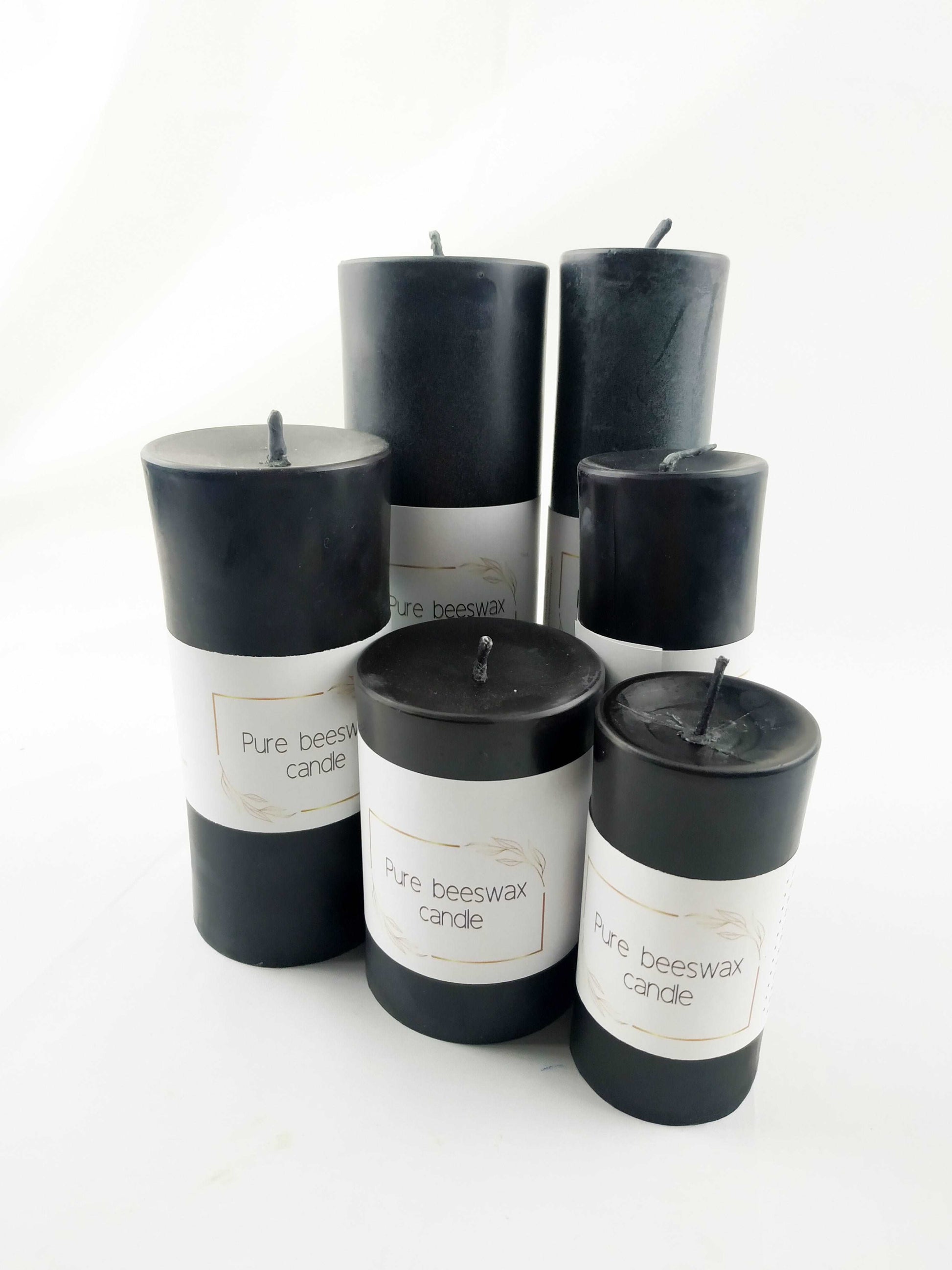 black pillar, black candle, rituals candle, black design, black luxury home, home decour, pure beeswax candles, black magic, long time burning candles, dripless candles, handmade, home inspo, black,