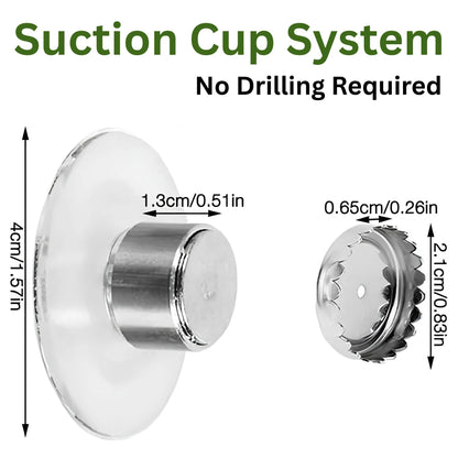 A visual demonstration showing the metal toothed crown pressed firmly into the back of a natural soap bar, ready to easily attach to the magnetic suction cup base.