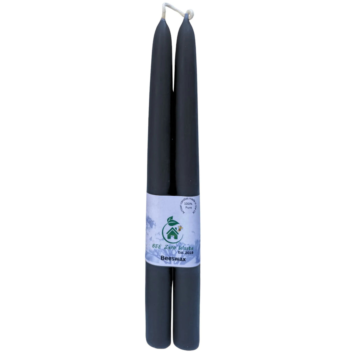 UK-Crafted Beeswax Taper Candles in Black for Religious Services and Decor.