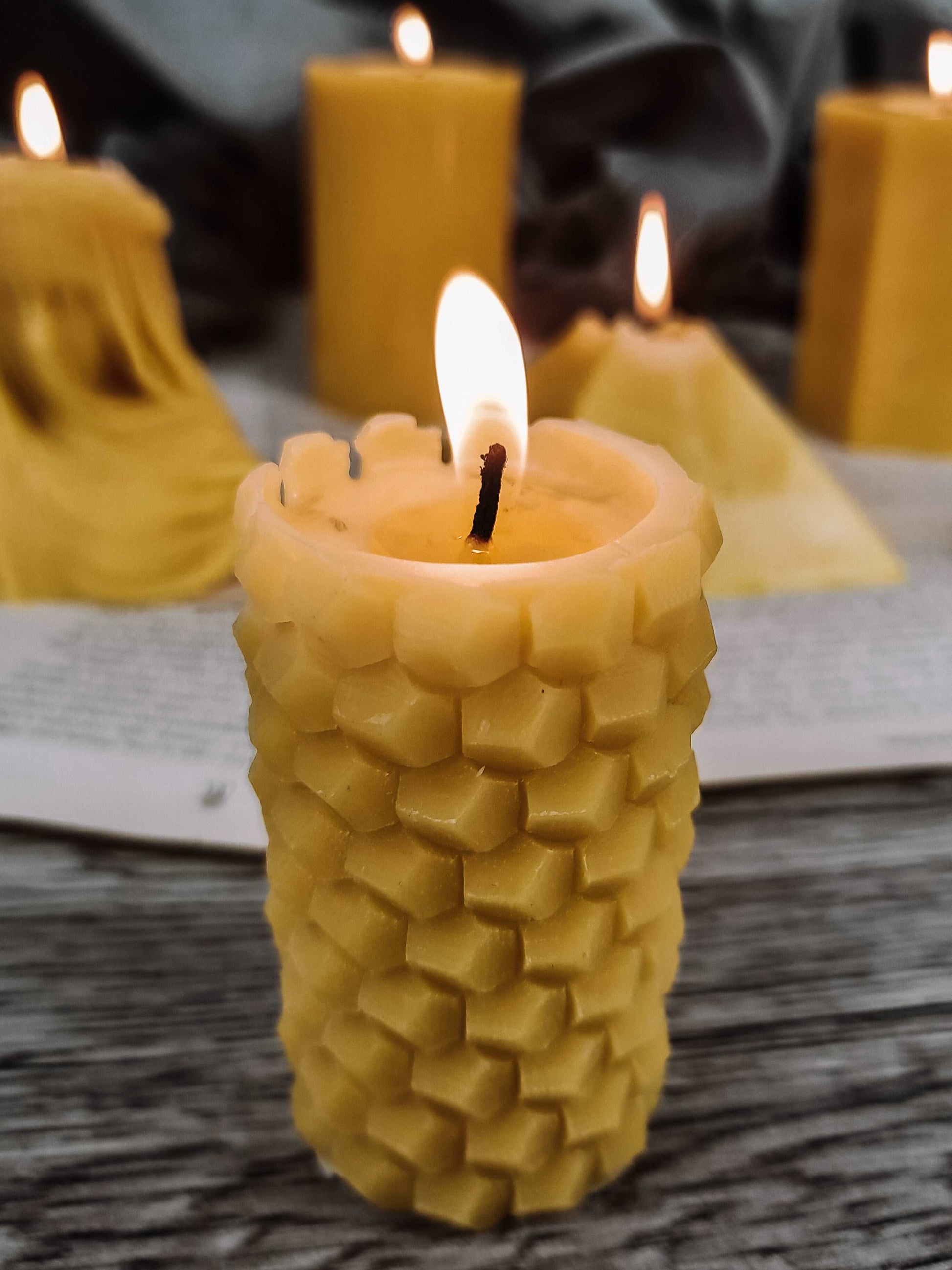 Honeycomb Solid Pure Beeswax Candle, Honey Bee, bee hive candles, Decorative Candles, autumn decor
