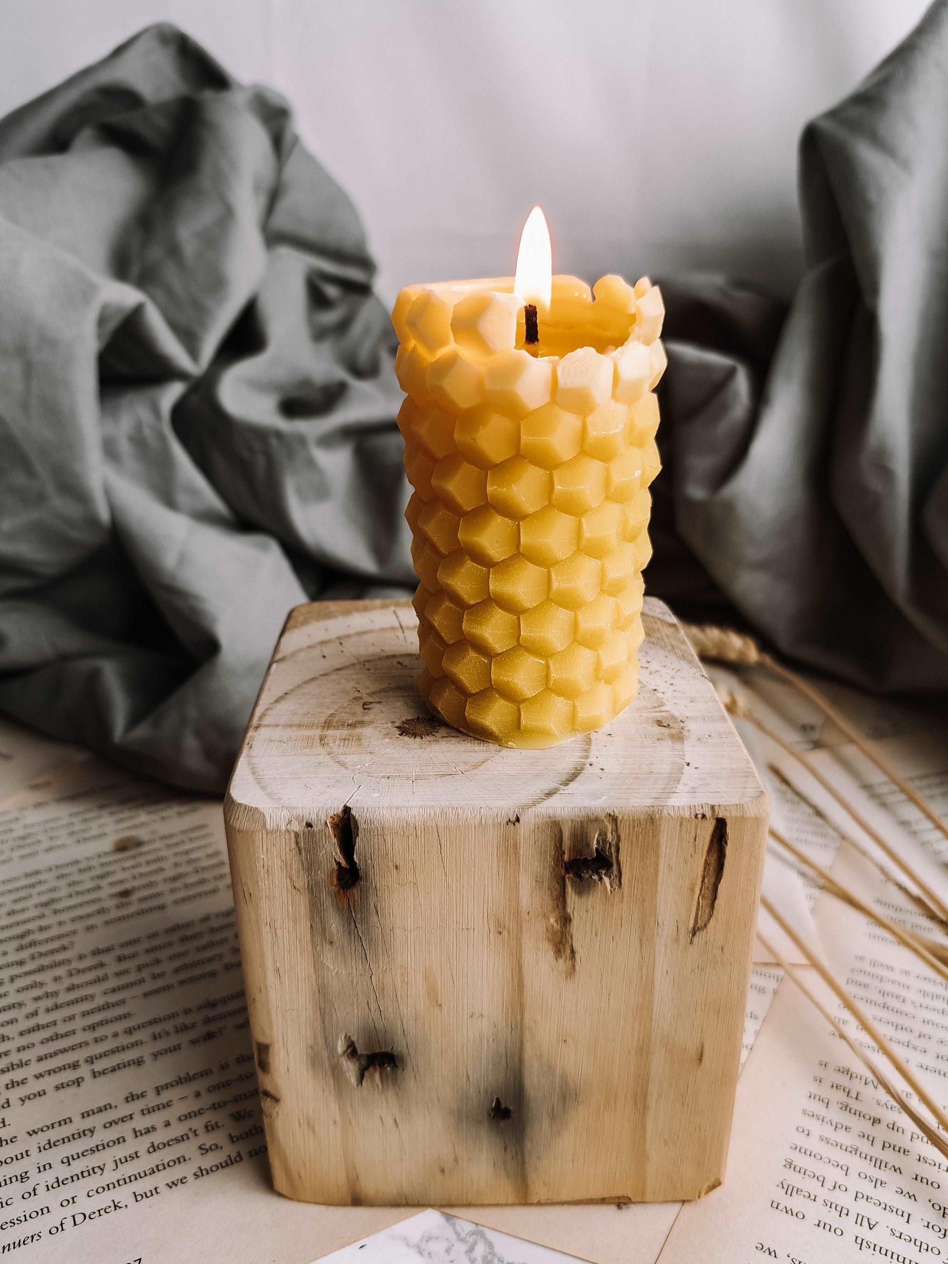 Honeycomb Solid Pure Beeswax Candle, Honey Bee, bee hive candles, Decorative Candles, autumn decor