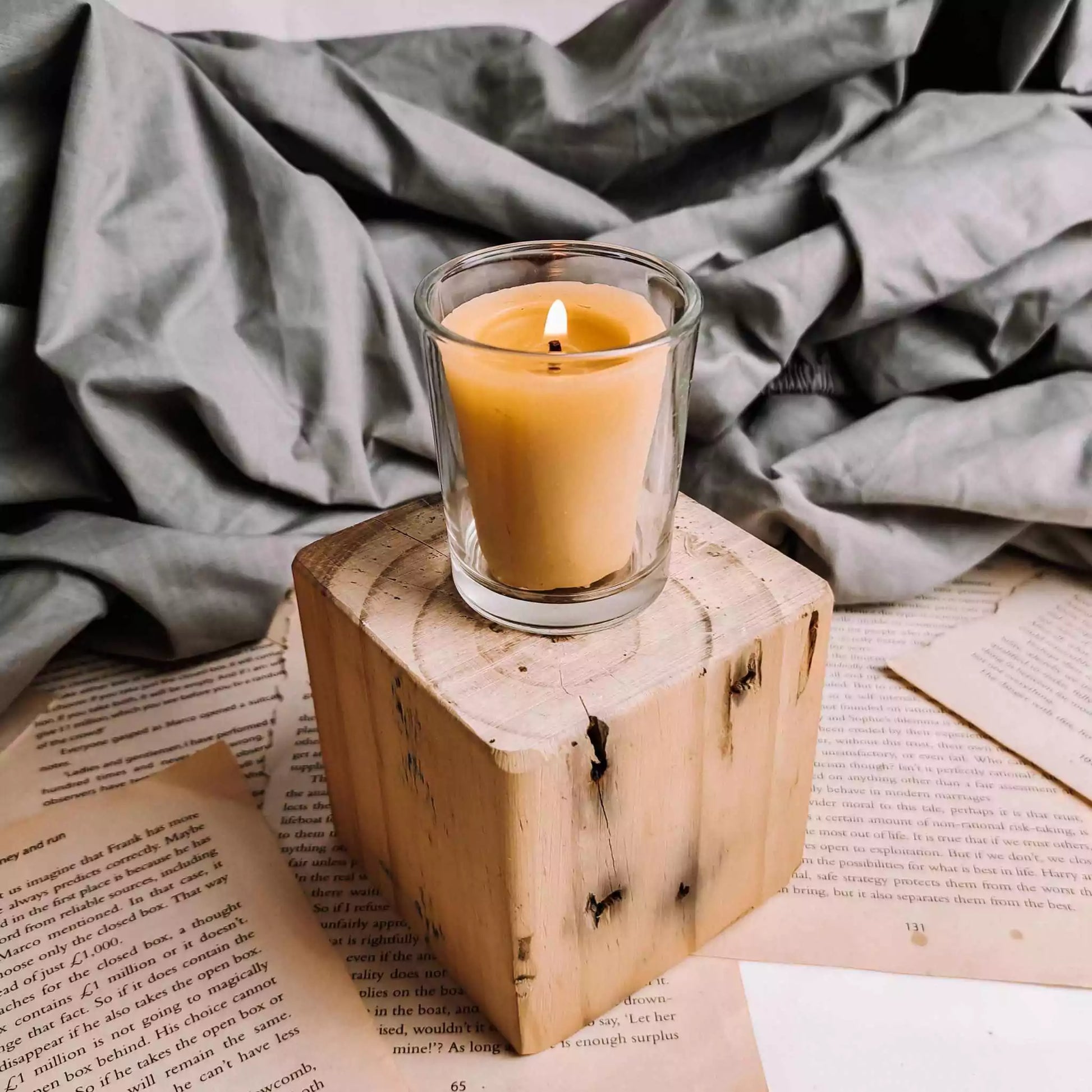 Handmade in the UK, these natural beeswax votive candles provide over 20 hours of clean, sustainable light.