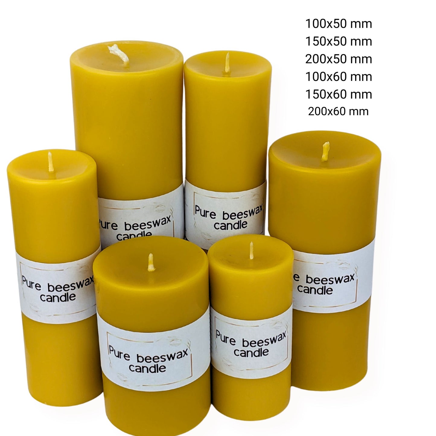 Pure Beeswax Pillar Candles