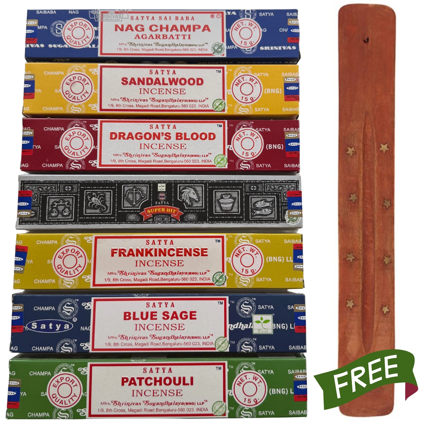 Satya natural masala incense sticks bundle set with a free wooden holder from Bee Zero Waste, offering plastic-free eco friendly home fragrance in the UK