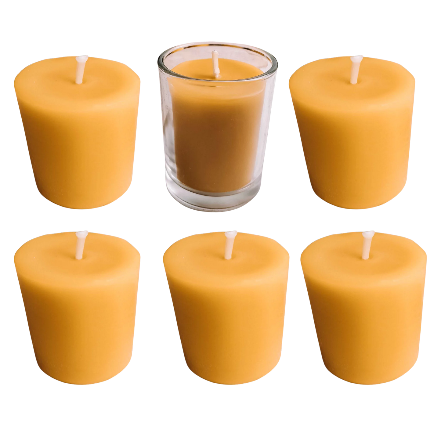 Elegant beeswax votive candles designed for a pure burn without soot, enhancing your home's comfort and atmosphere