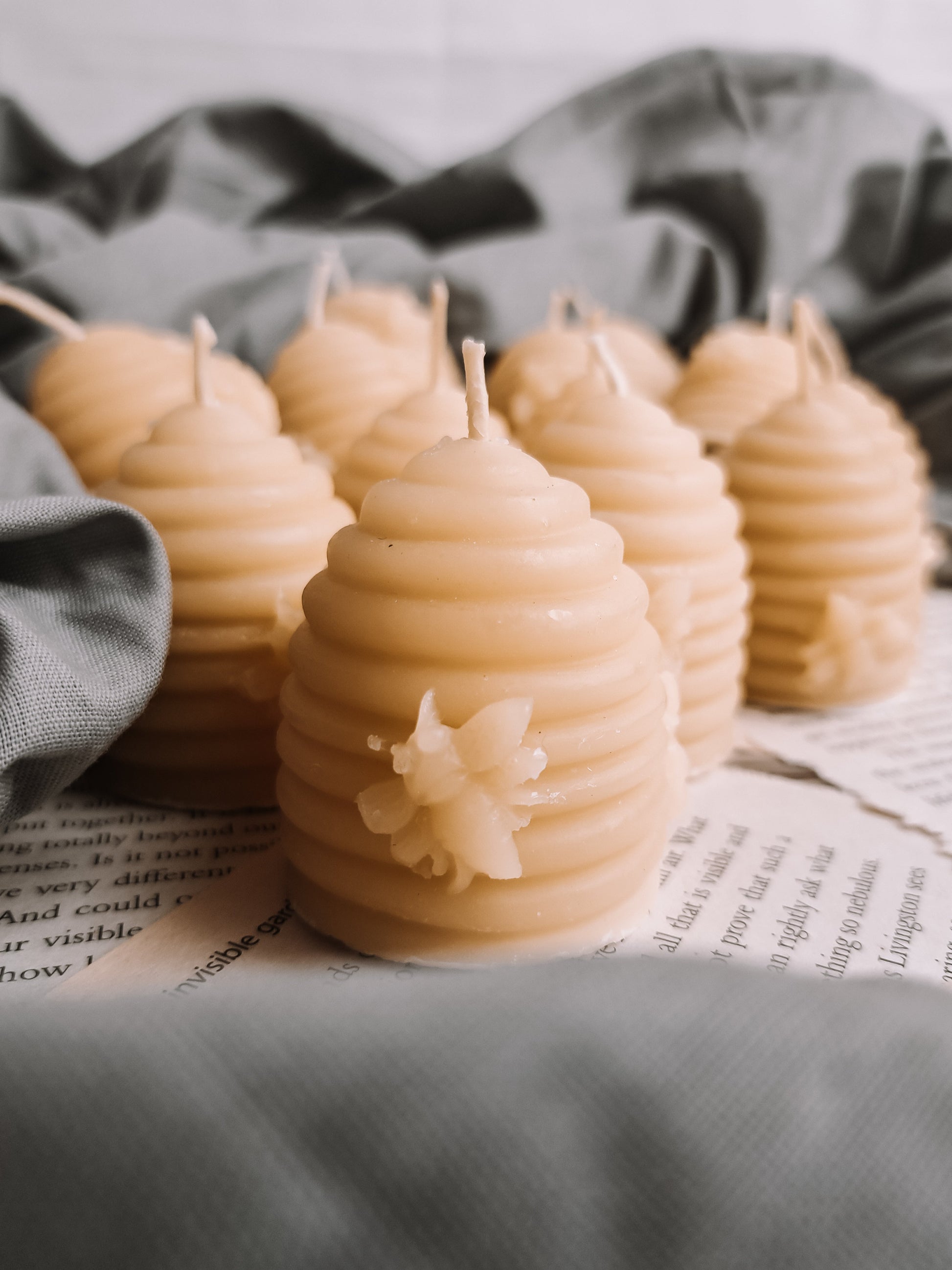 BEESWAX CANDLE , Beehive shape , bee candles, natural bees products, bees wax votive, dinner candle, tealights