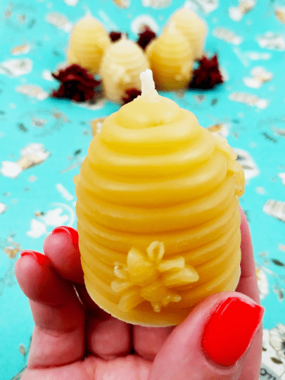BEESWAX CANDLE , Beehive shape , bee candles, natural bees products, bees wax votive, dinner candle, tealights